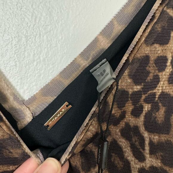 T Tahari NWT Flare Asymmetric Leopard Print Sleeveless Mesh Dress - Picture 10 of 12